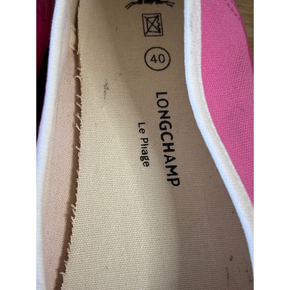 Longchamp Le Pliage Pink White Canvas Ballet Flats Slip On Shoes - Picture 8 of 9
